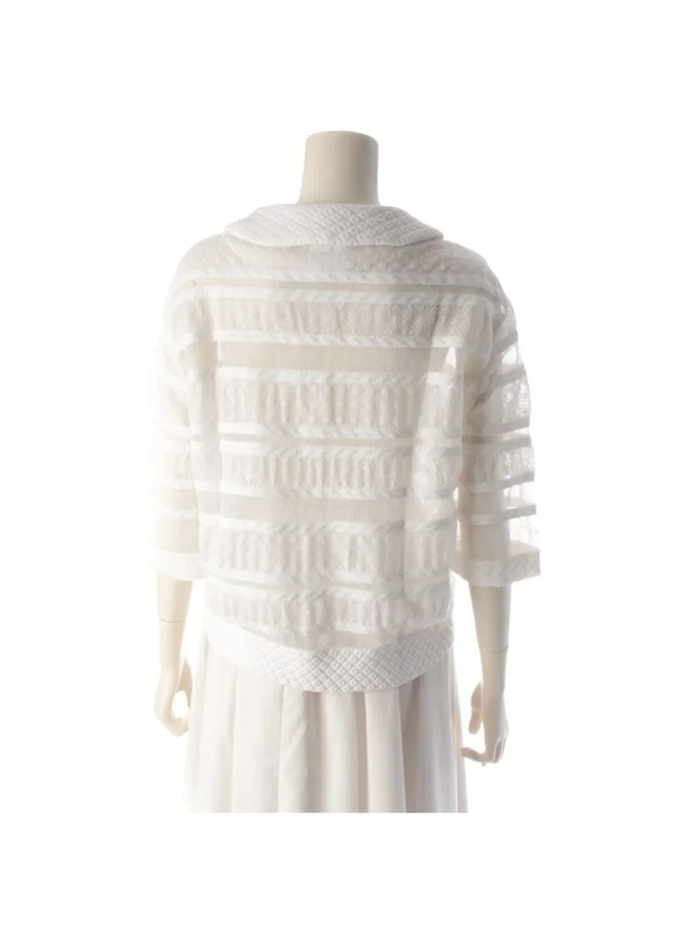 ★SOLD★ Chanel Cotton Lace Mesh Coco Button Blouse White 38 - Picture 4 of 10